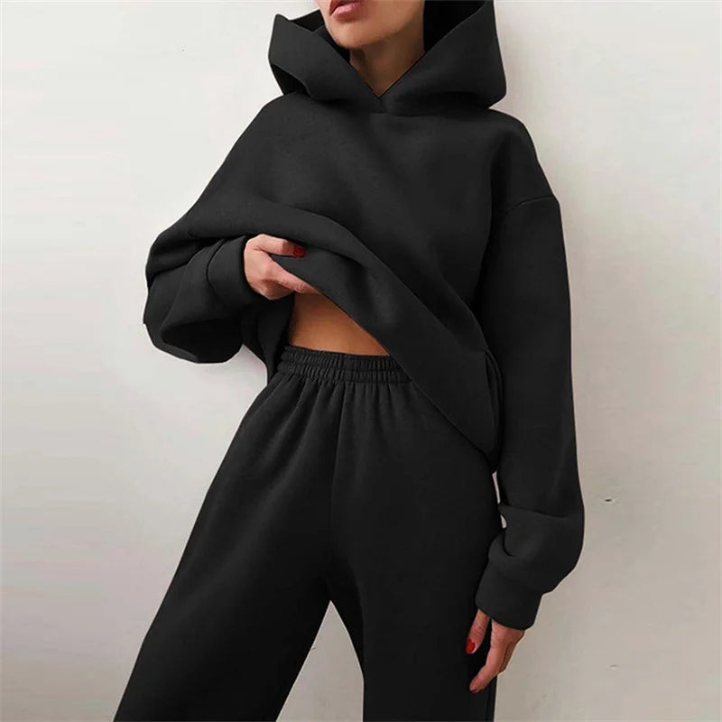 Relaxed Cotton Blend Hoodie & Jogger Lounge Set