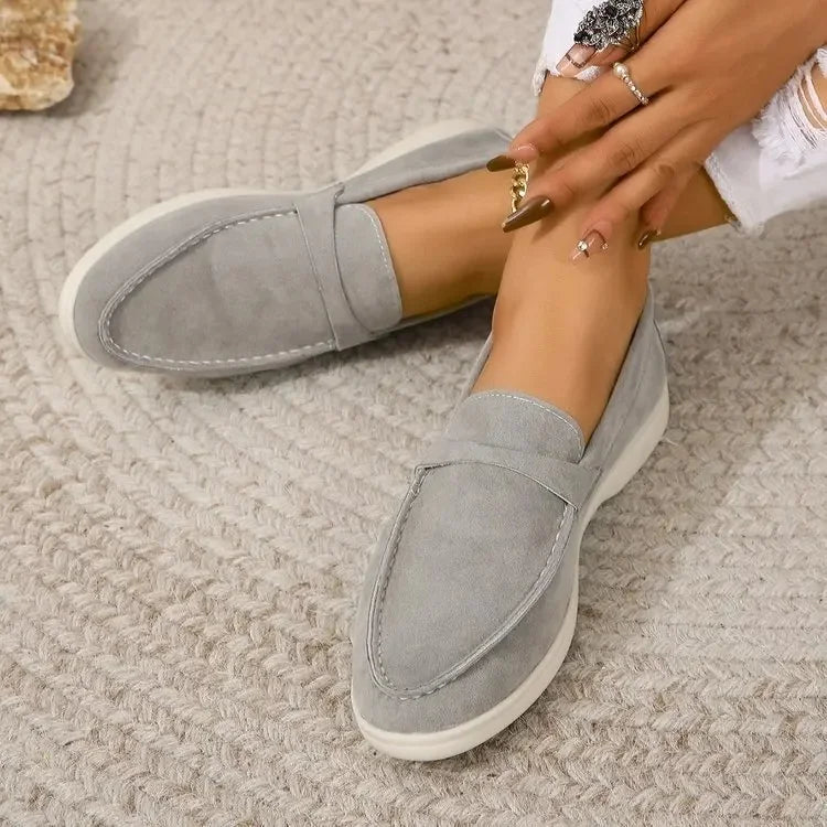 Minimal Suede Penny Loafers with Cushioned Comfort Sole