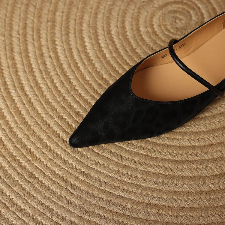 Double-Strap Slingback Leather Ballet Flats