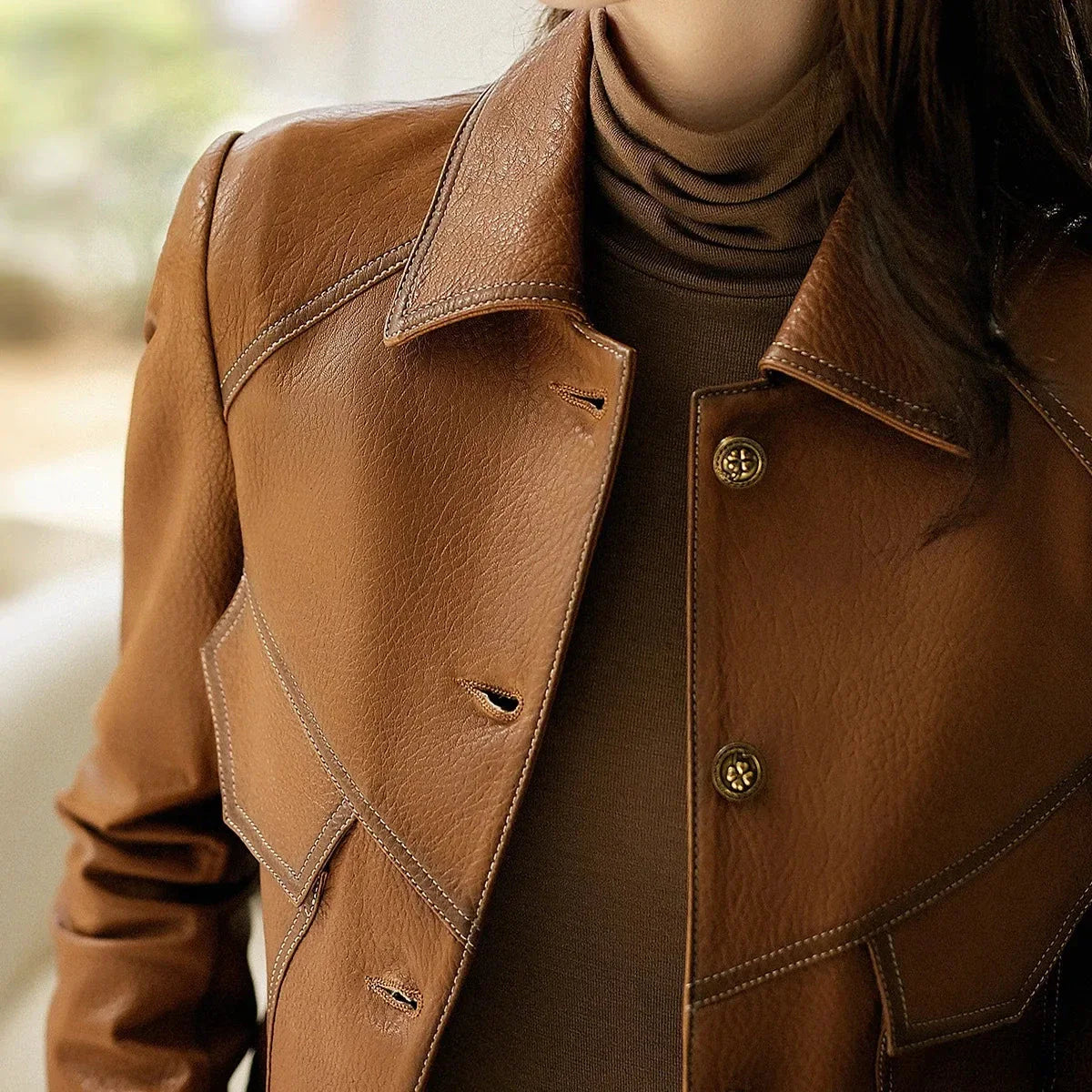 Structured Faux Leather Utility Jacket