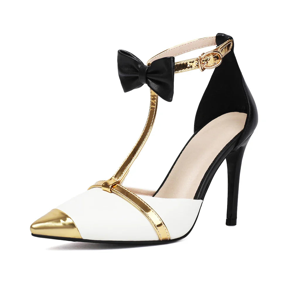 Bow Detail Pointed Toe Kitten Heel Mules