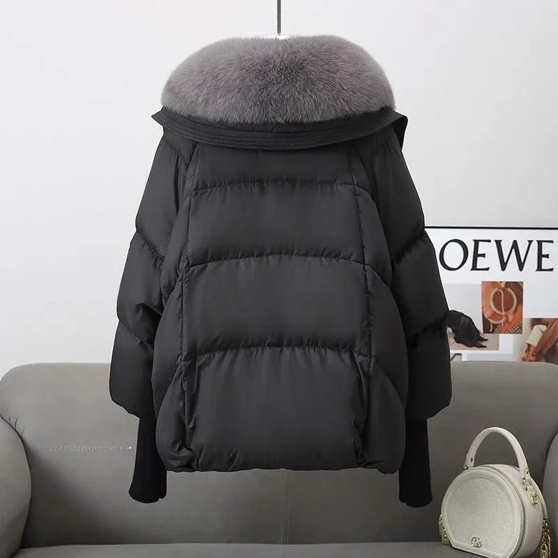 Oversized Faux Fur Collar Insulated Winter Parka Coat