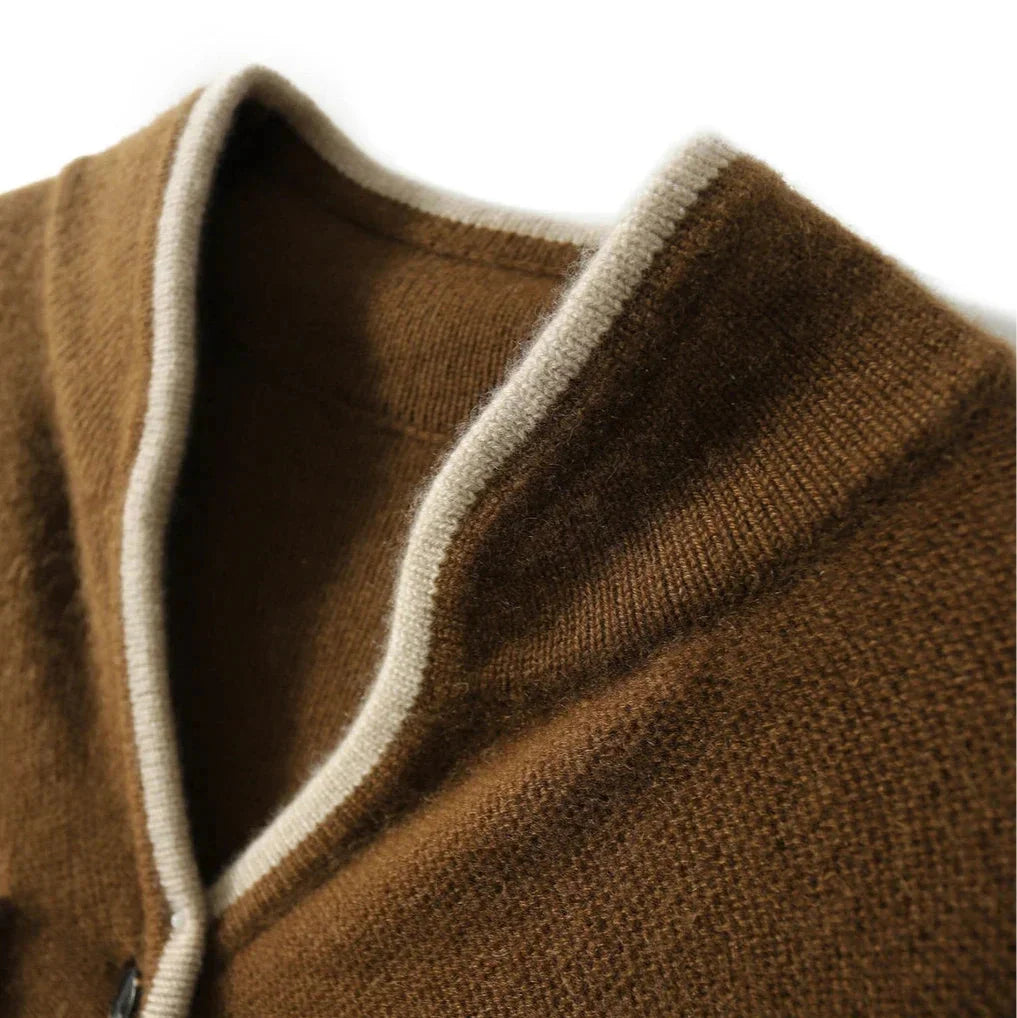 Contrast Trim Wool-Blend Relaxed Cardigan