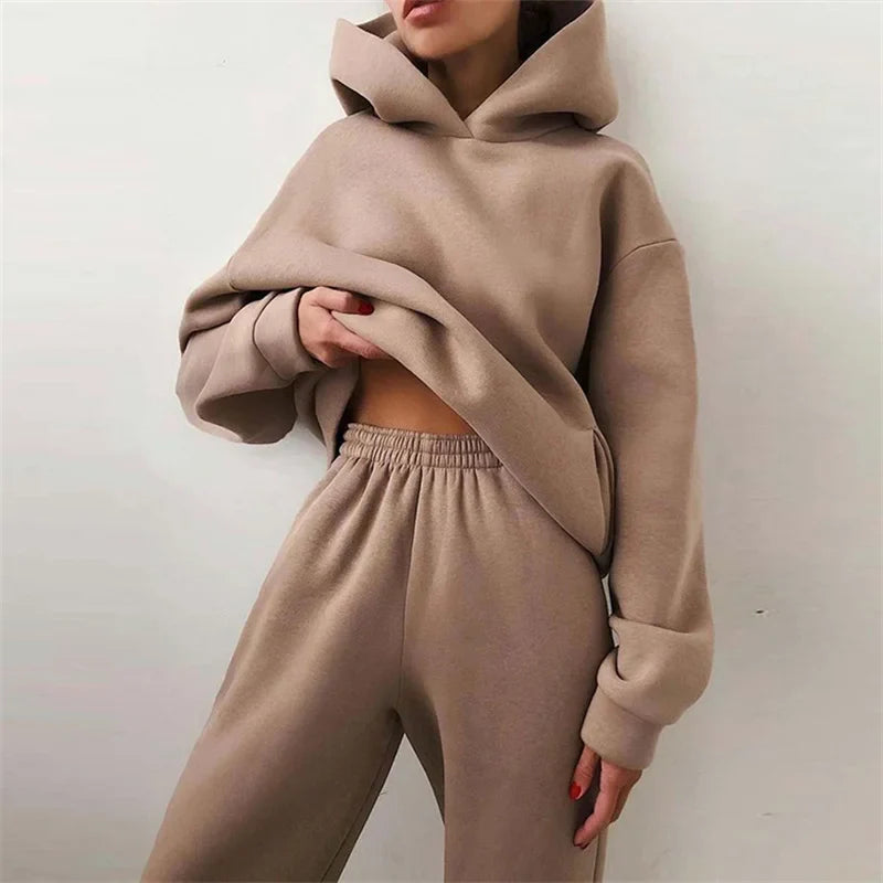 Relaxed Cotton Blend Hoodie & Jogger Lounge Set