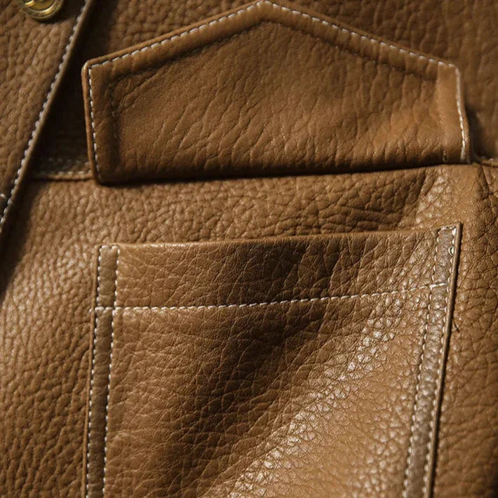 Structured Faux Leather Utility Jacket