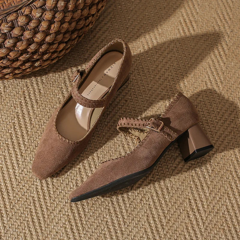 Suede Block Heel Lace-Up Sandals
