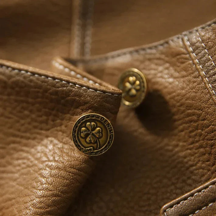 Structured Faux Leather Utility Jacket