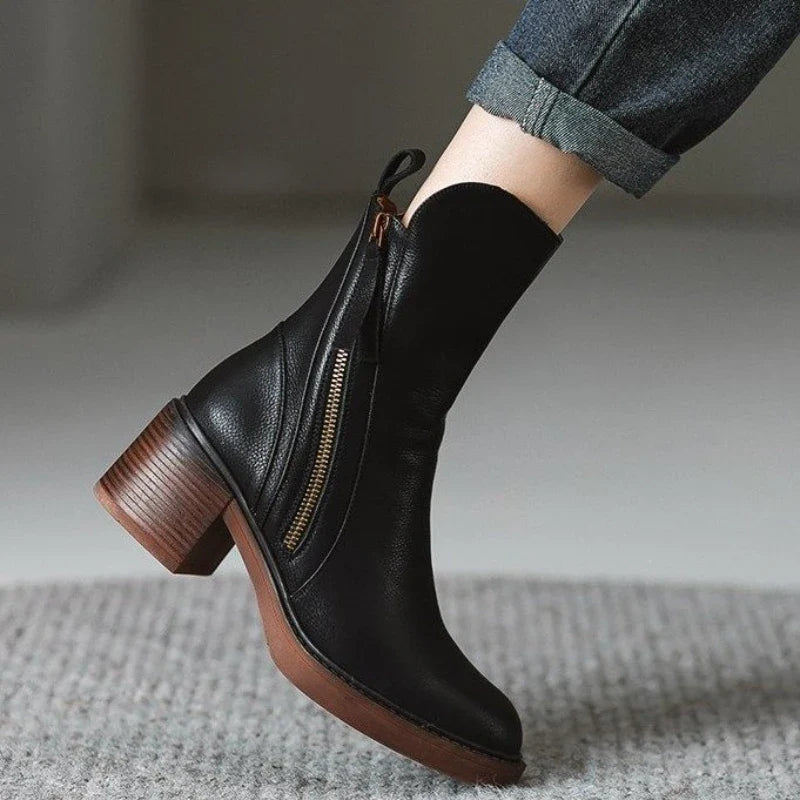 Classic Leather Zip Ankle Boots