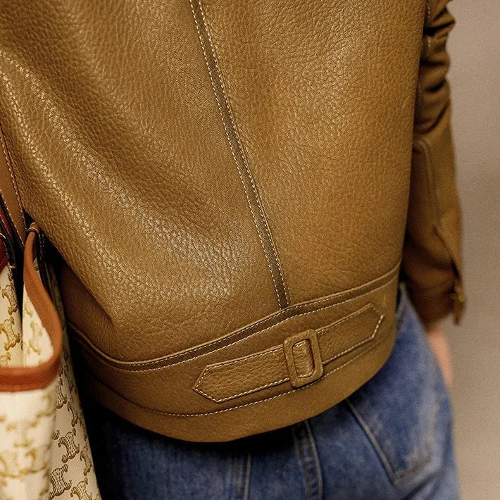 Structured Faux Leather Utility Jacket