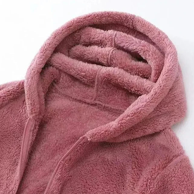 Plush Hooded Zip-Through Fleece Jacket