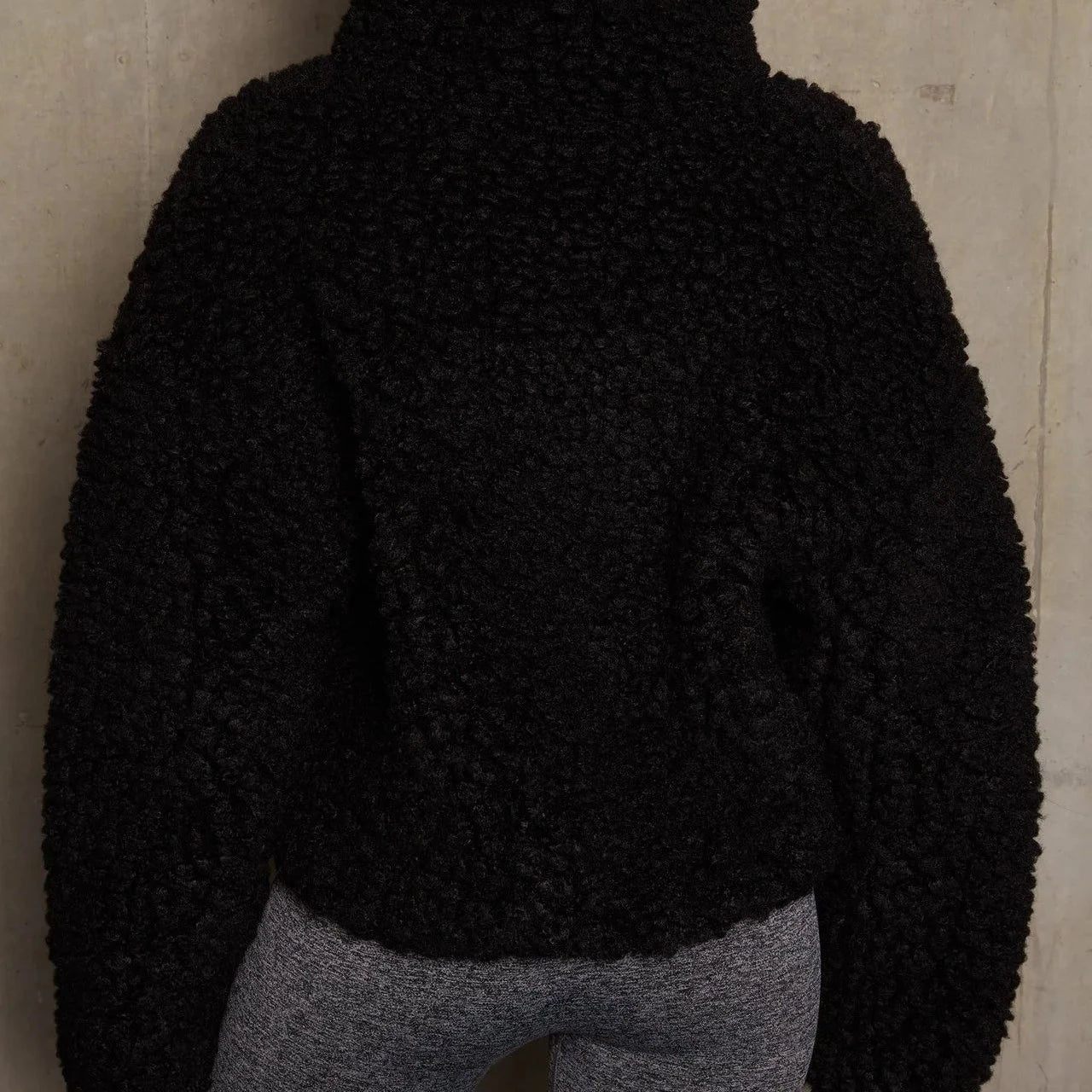 Cropped High-Pile Sherpa Zip Jacket