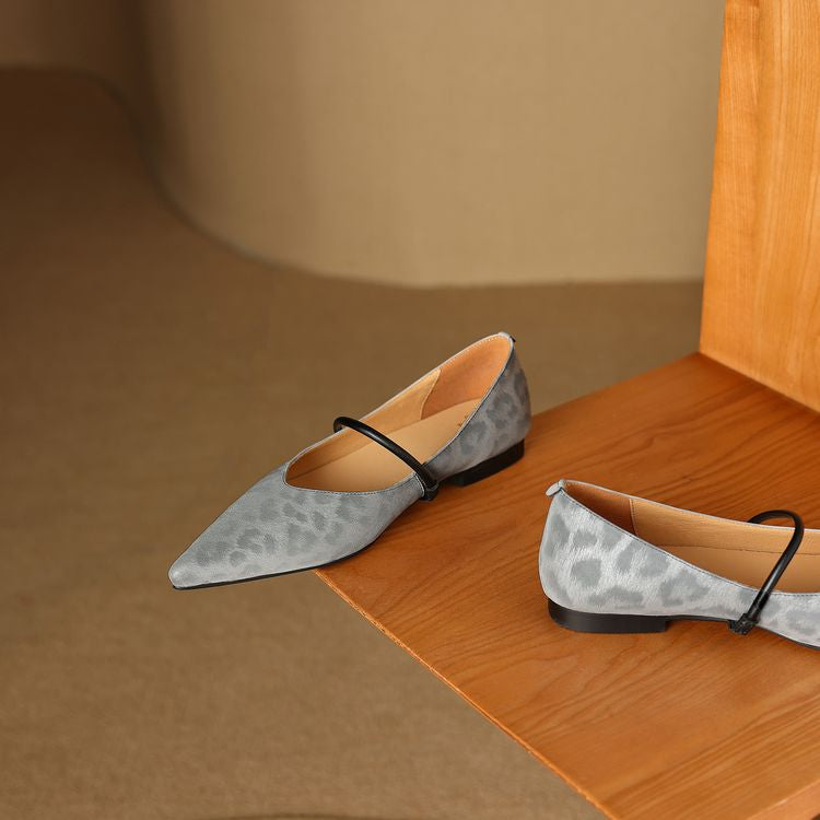 Double-Strap Slingback Leather Ballet Flats