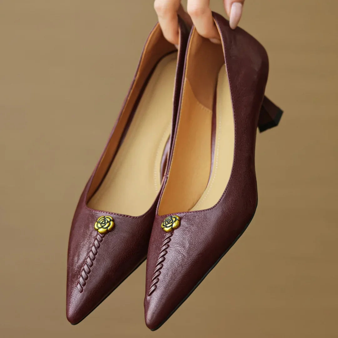 Classic Leather Mary Jane Block Heels