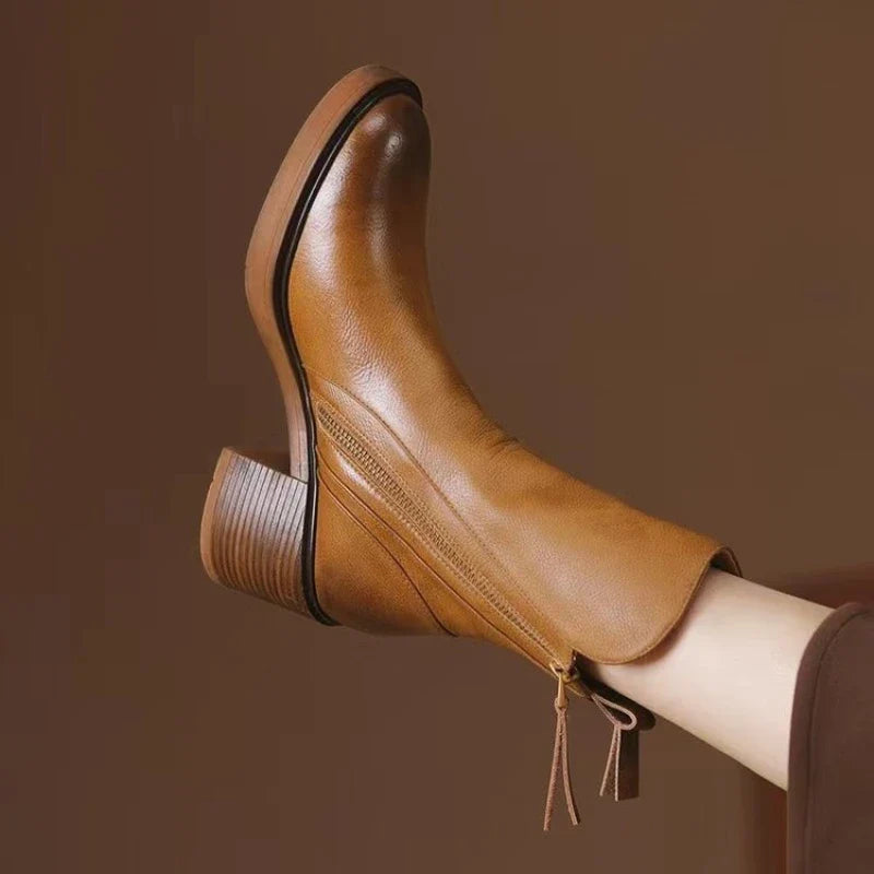 Classic Leather Zip Ankle Boots