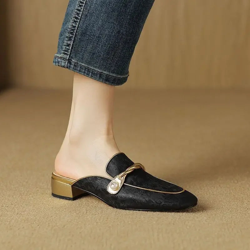 Lustre Satin Slip-On Heeled Mules