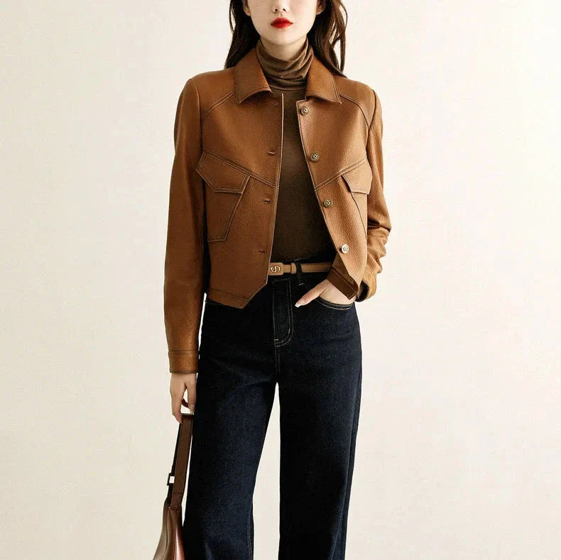 Structured Faux Leather Utility Jacket