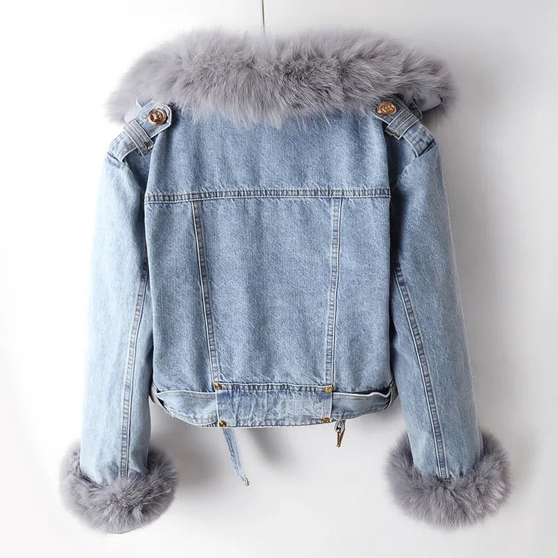 Vintage Wash Hooded Denim Jacket
