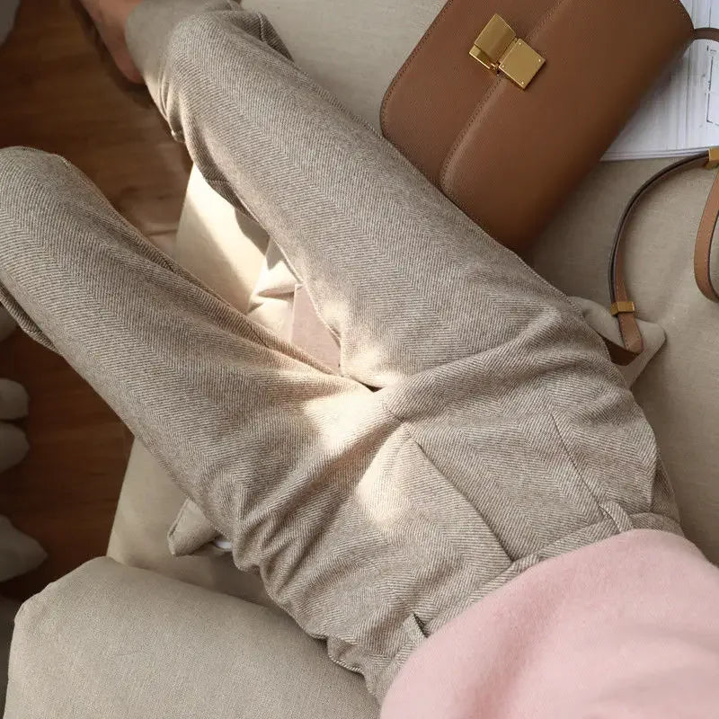 Tailored High-Waist Wool Dress Trousers
