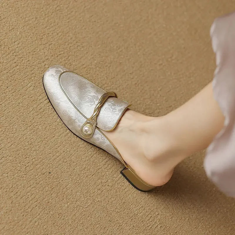 Lustre Satin Slip-On Heeled Mules