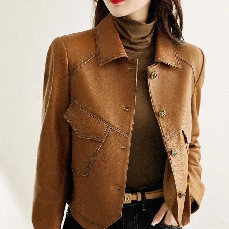 Structured Faux Leather Utility Jacket