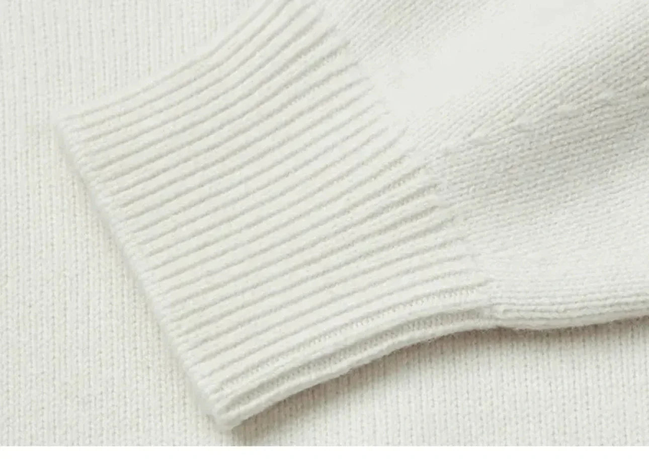Contrast Seam Relaxed Turtleneck Sweater