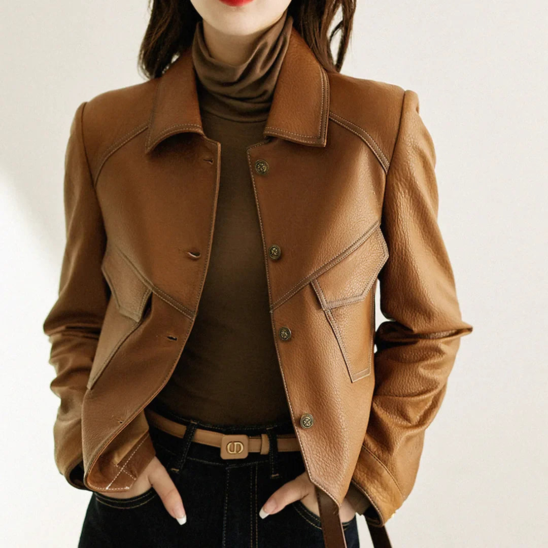 Structured Faux Leather Utility Jacket