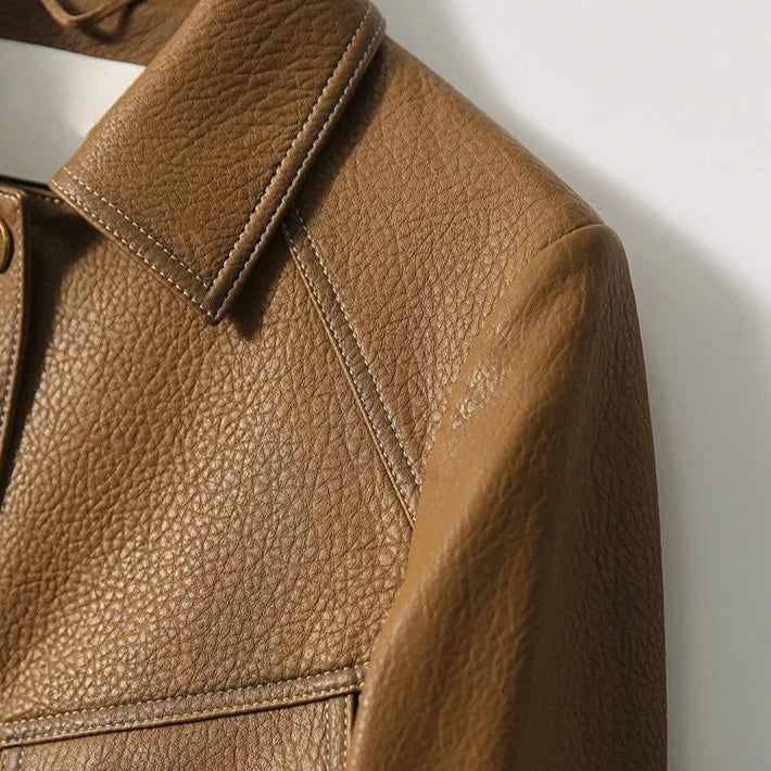 Structured Faux Leather Utility Jacket