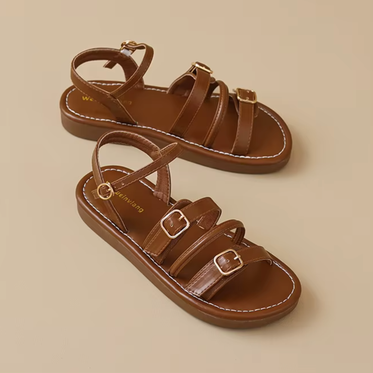 Classic Buckle Leather Comfort Sandals