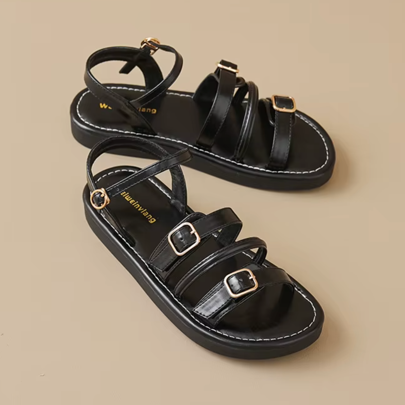 Classic Buckle Leather Comfort Sandals