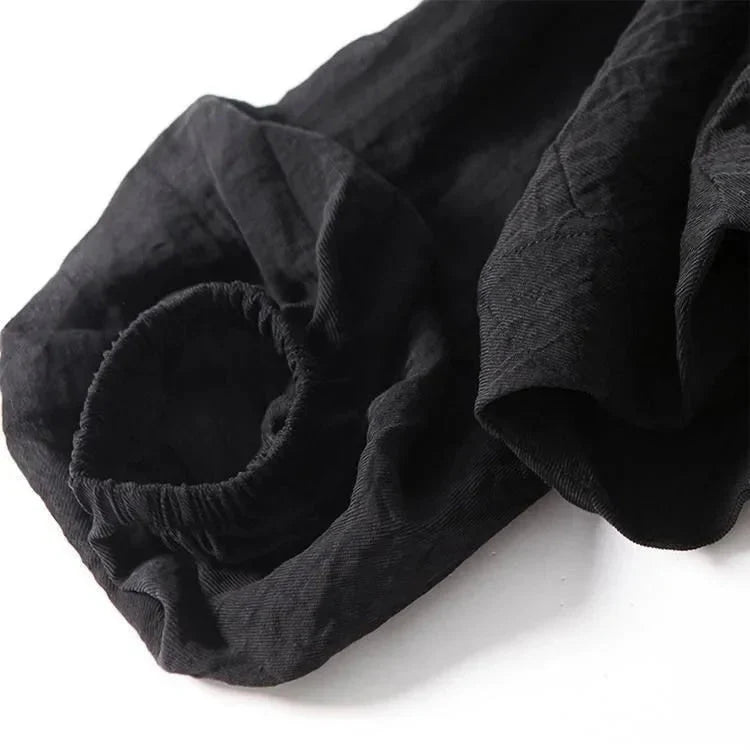 Draped Chiffon Blouson Sleeve Button Blouse