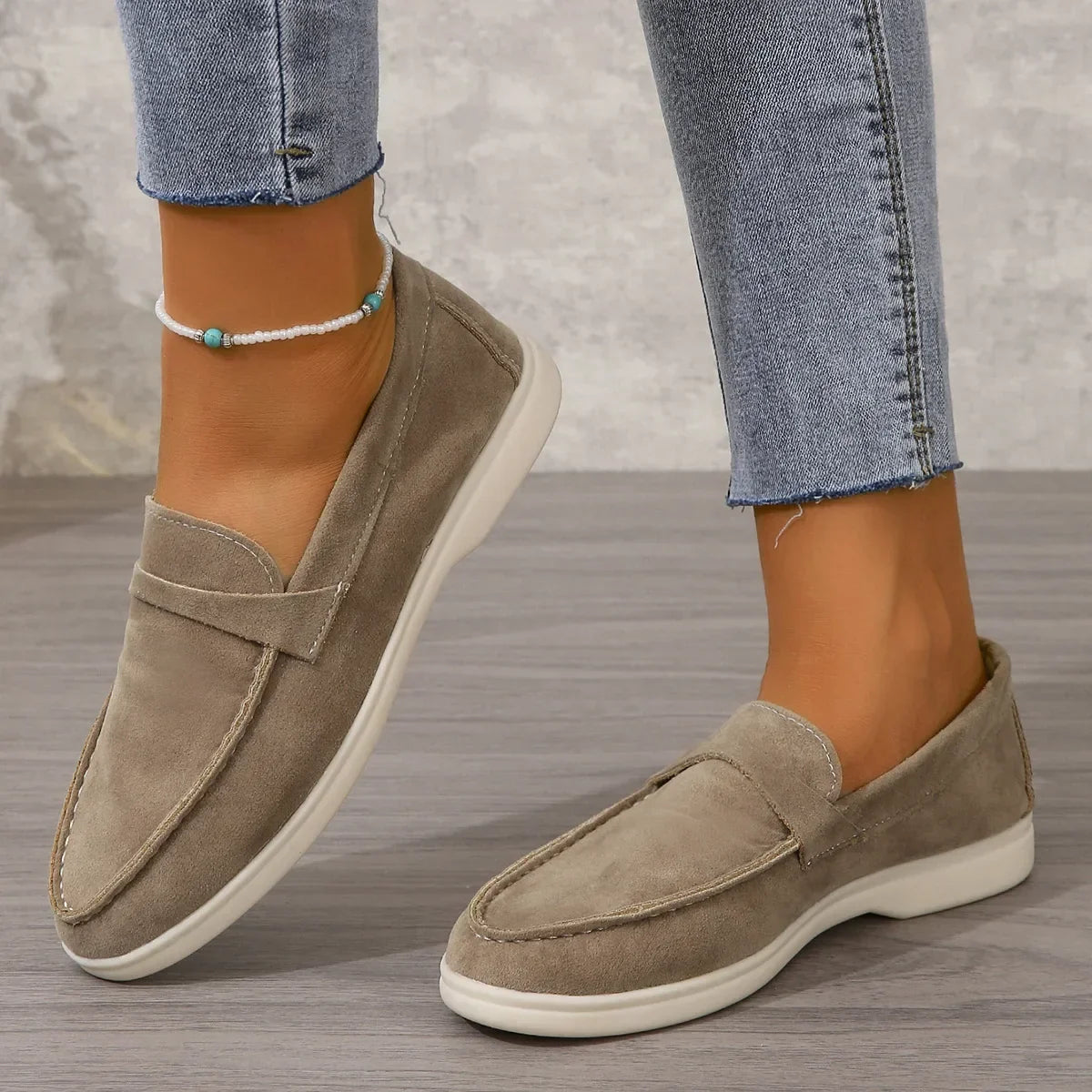 Minimal Suede Penny Loafers with Cushioned Comfort Sole