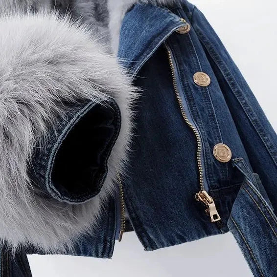 Vintage Wash Hooded Denim Jacket