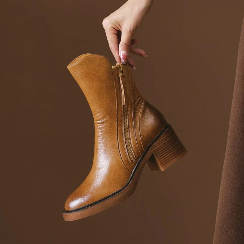 Classic Leather Zip Ankle Boots
