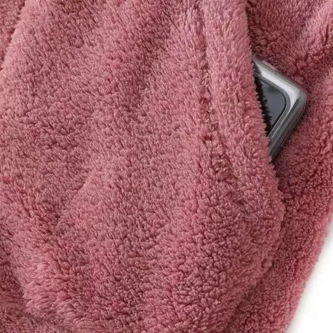 Plush Hooded Zip-Through Fleece Jacket
