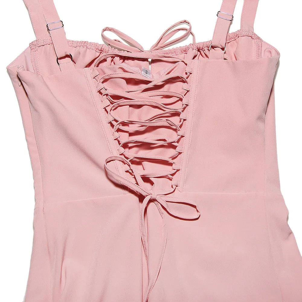 Lace-Up Boned Spaghetti Strap Mini Dress