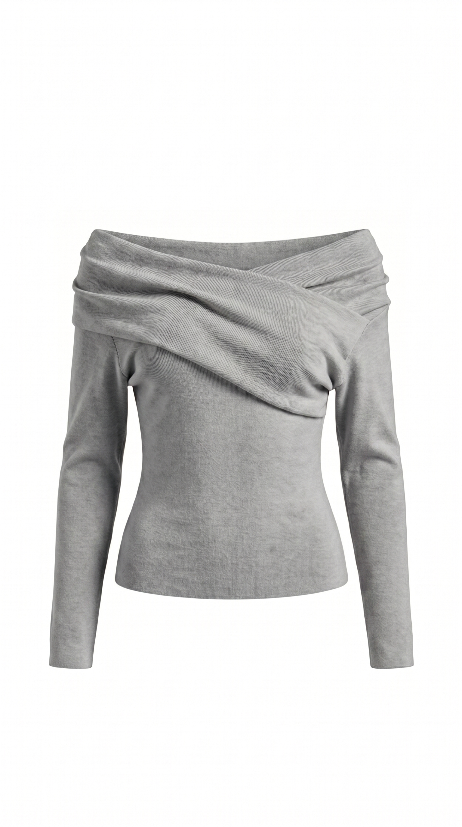 Off-Shoulder Wrap Knit Long Sleeve Top