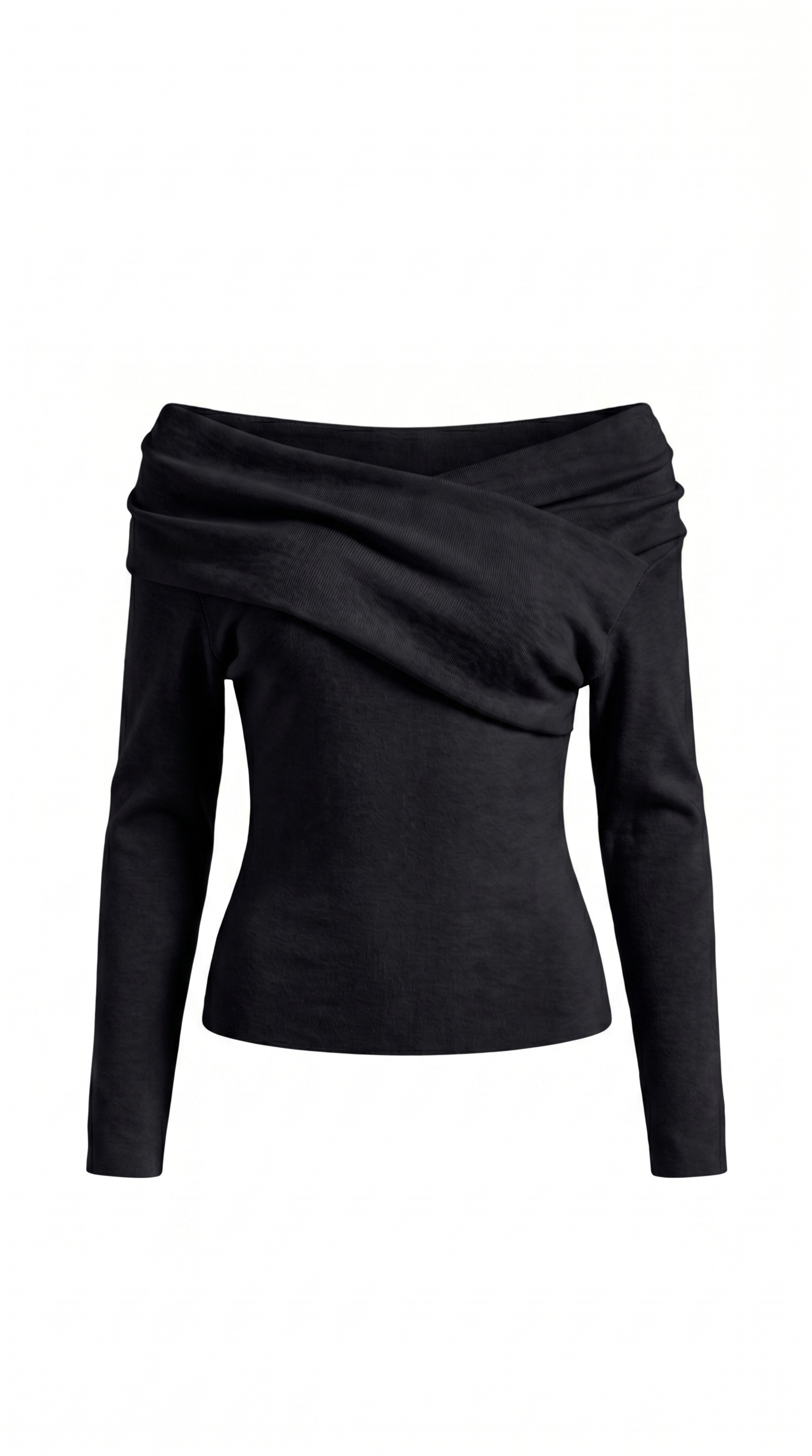 Off-Shoulder Wrap Knit Long Sleeve Top