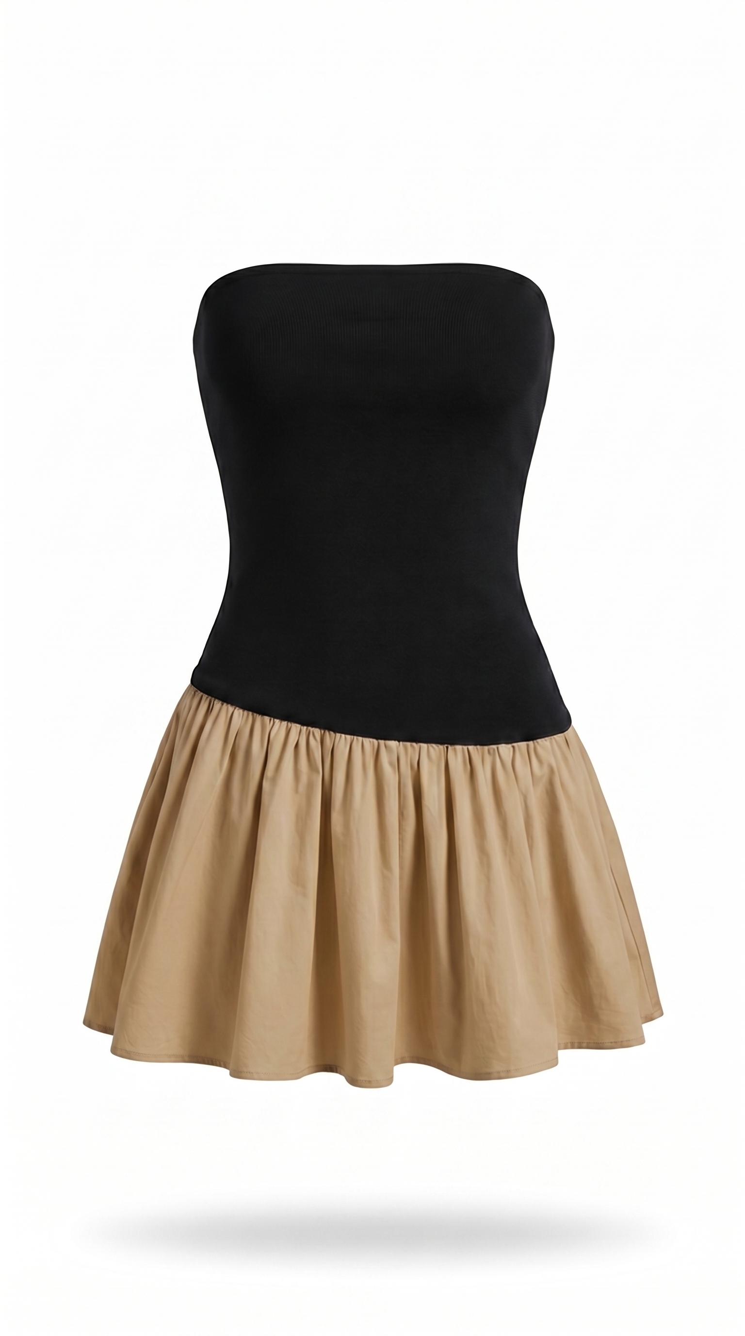 Contrast Bustier Open-Back Mini Dress