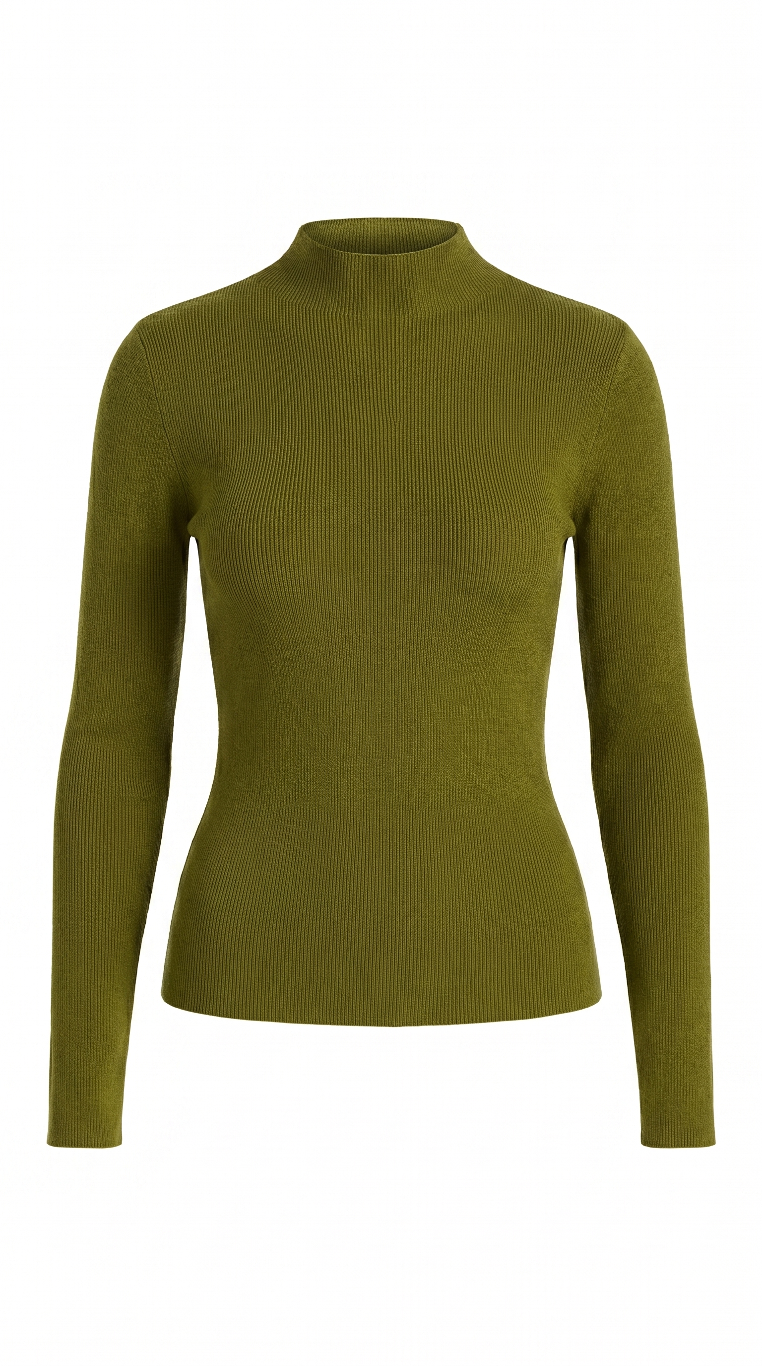 Ribbed Mock Neck Wool Blend Knit Top