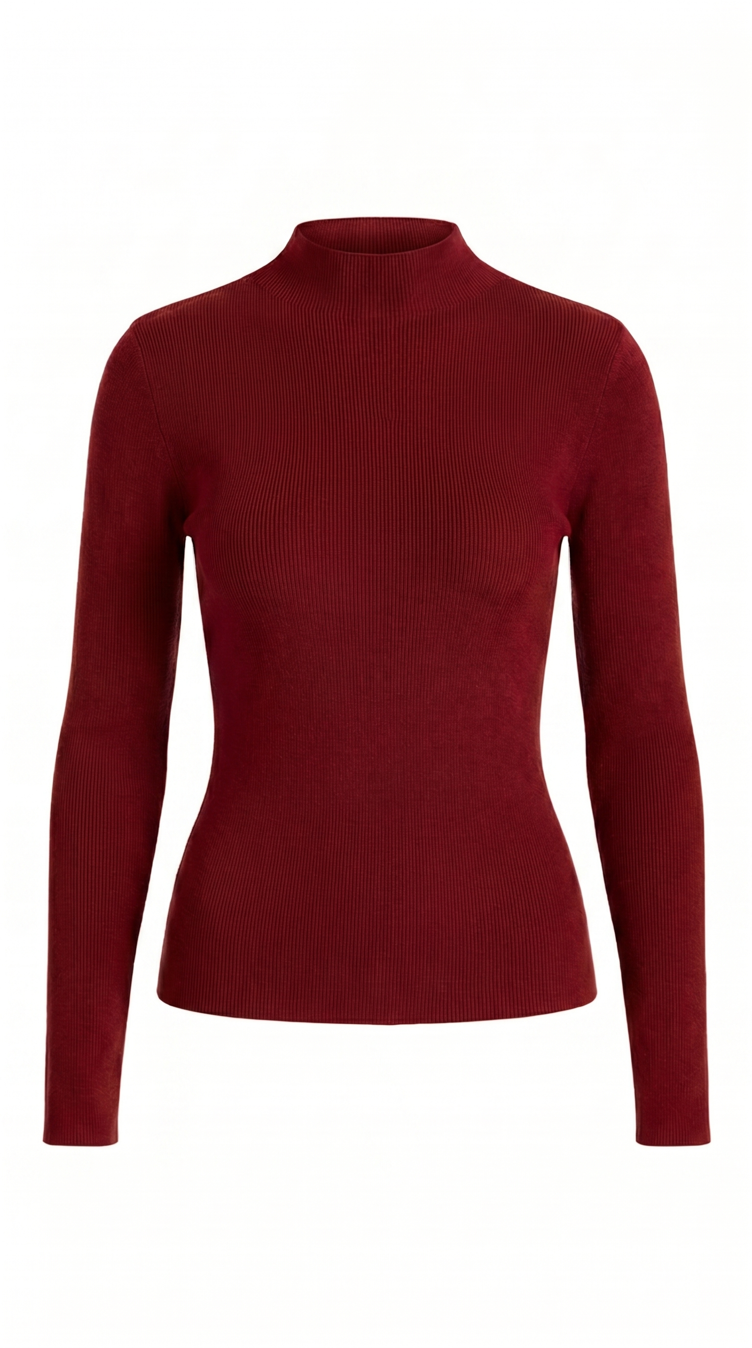 Ribbed Mock Neck Wool Blend Knit Top