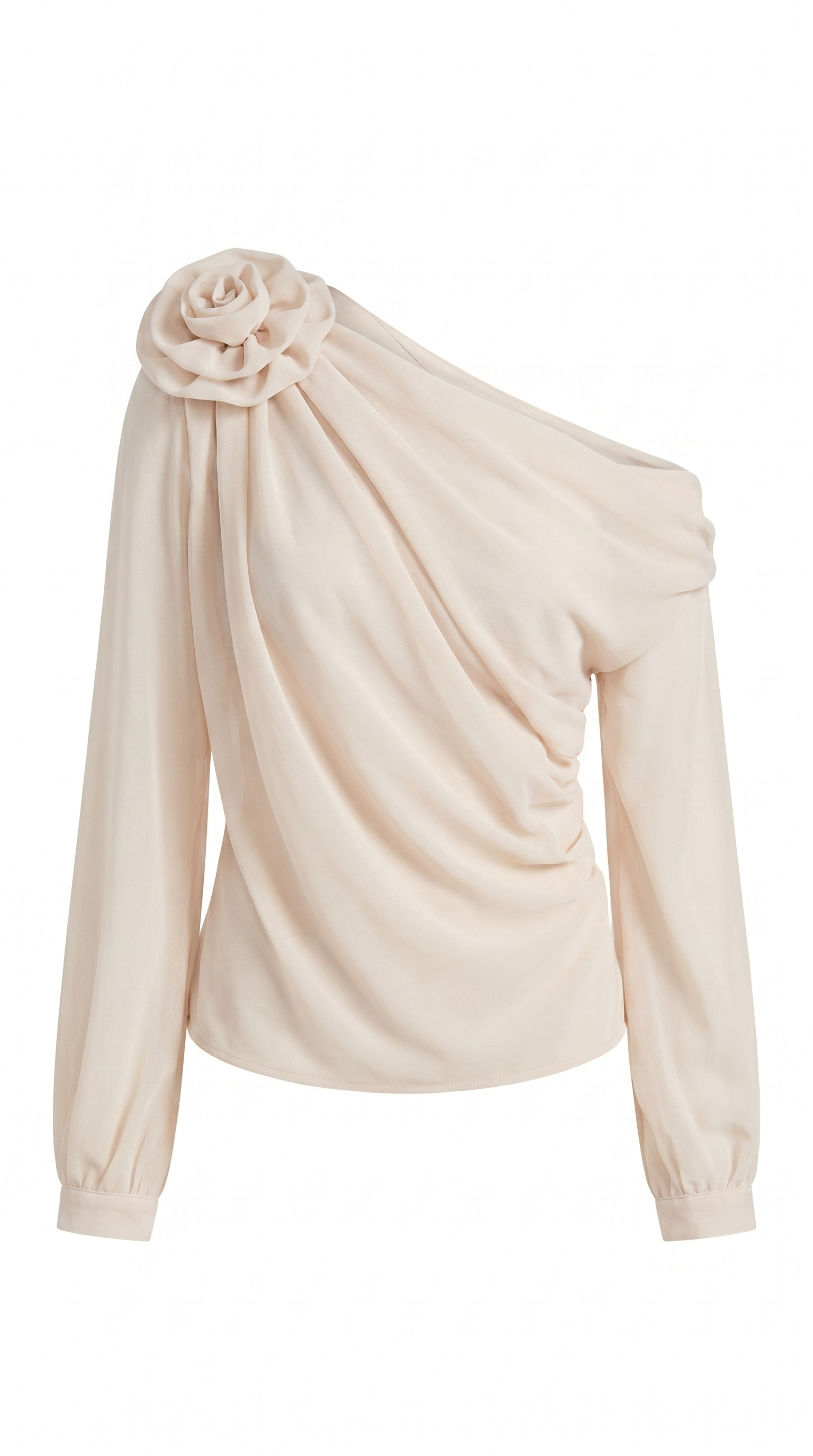 Asymmetrical One-Shoulder Chiffon Blouse