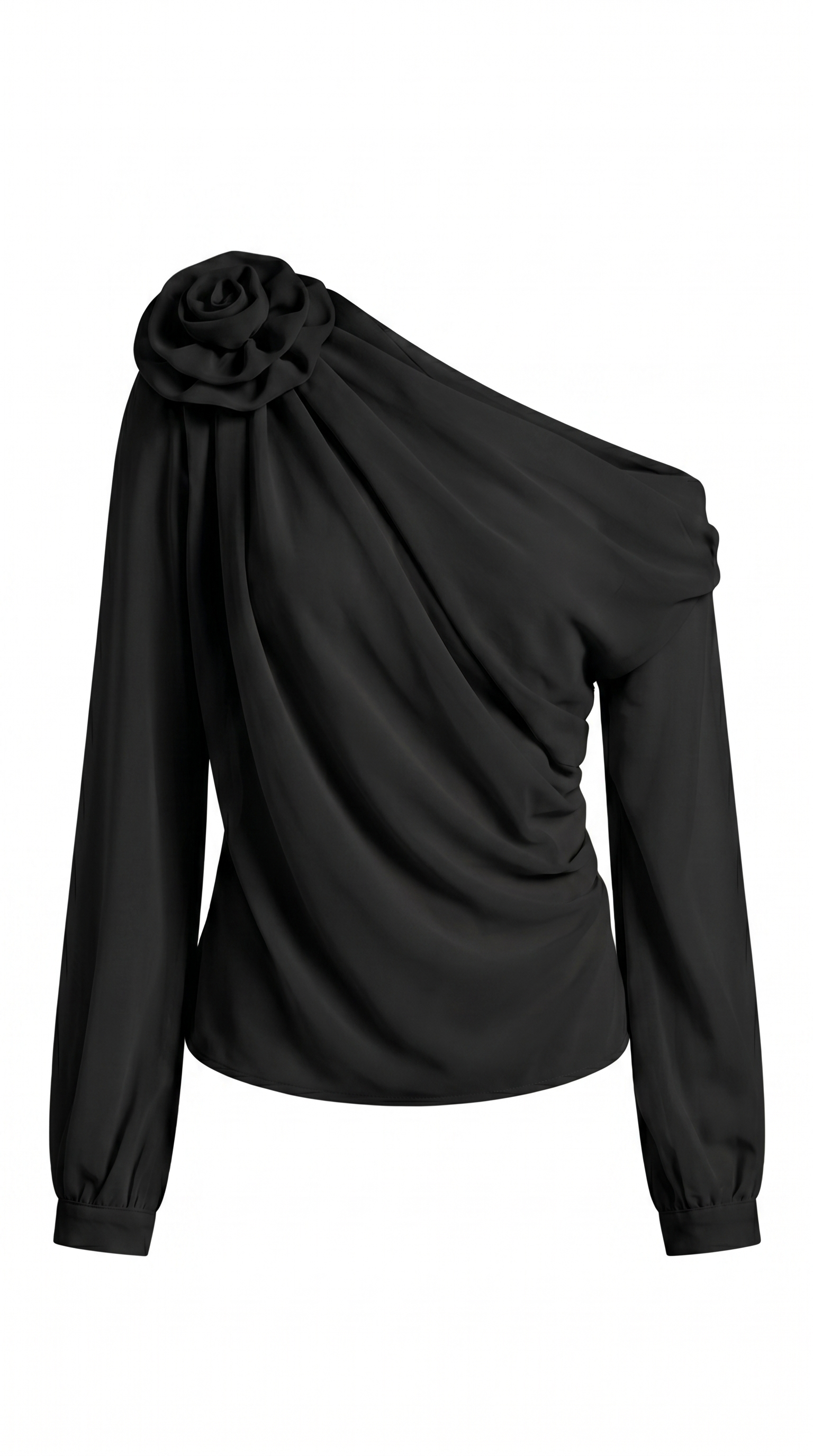 Asymmetrical One-Shoulder Chiffon Blouse