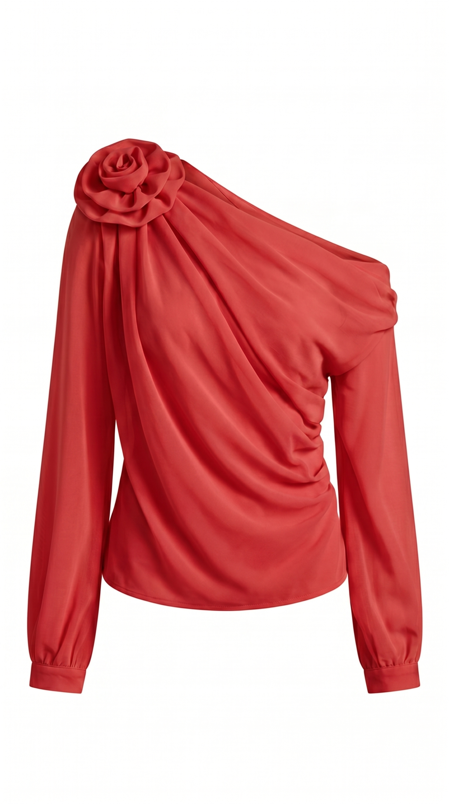 Asymmetrical One-Shoulder Chiffon Blouse