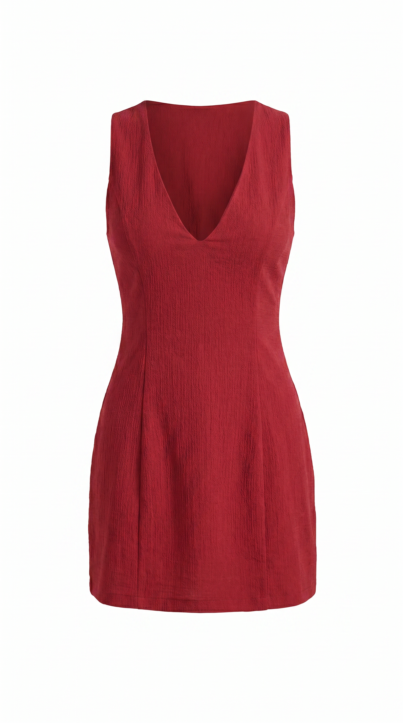 Linen Blend V-Neck Mini Shift Dress