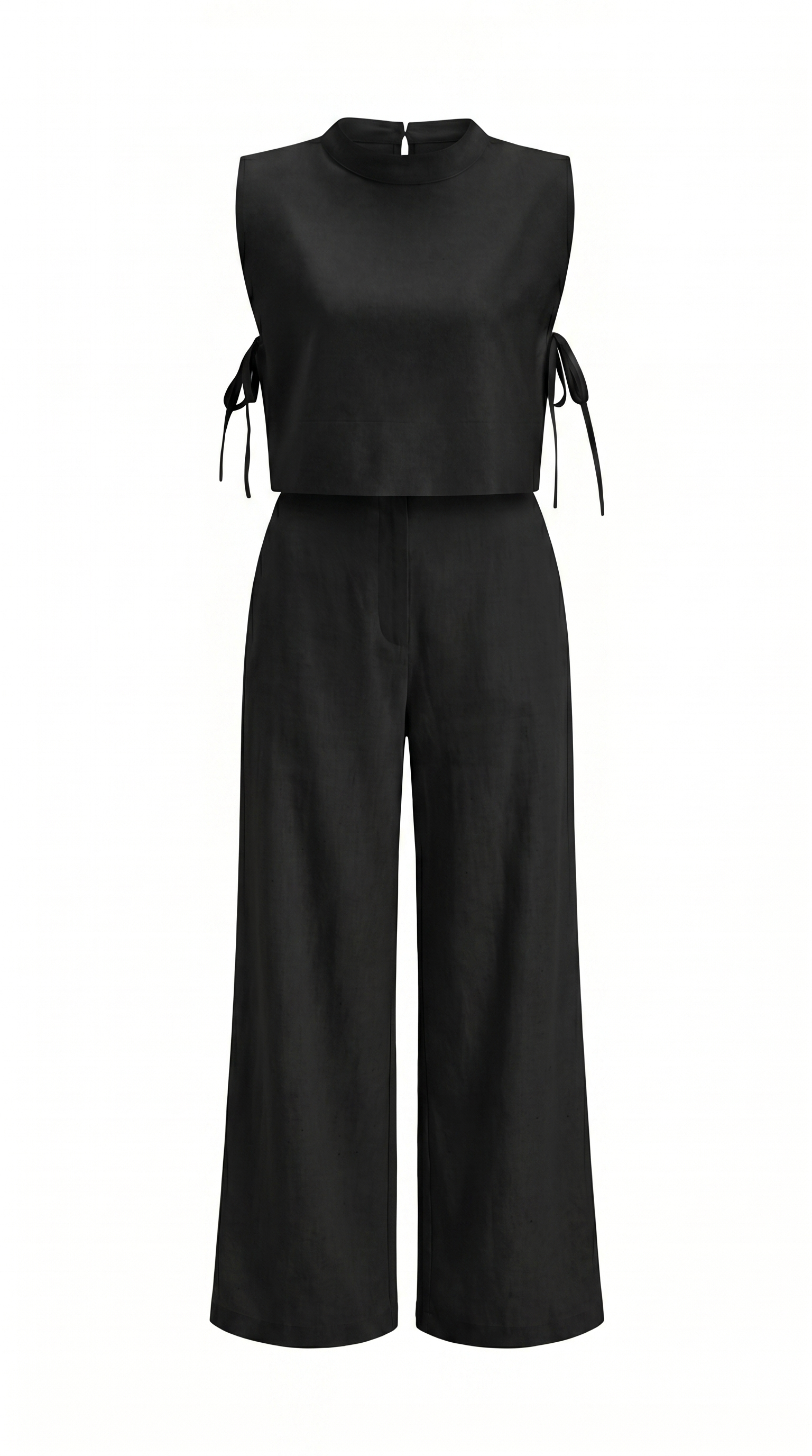 Relaxed Linen Blend Wide-Leg Trousers