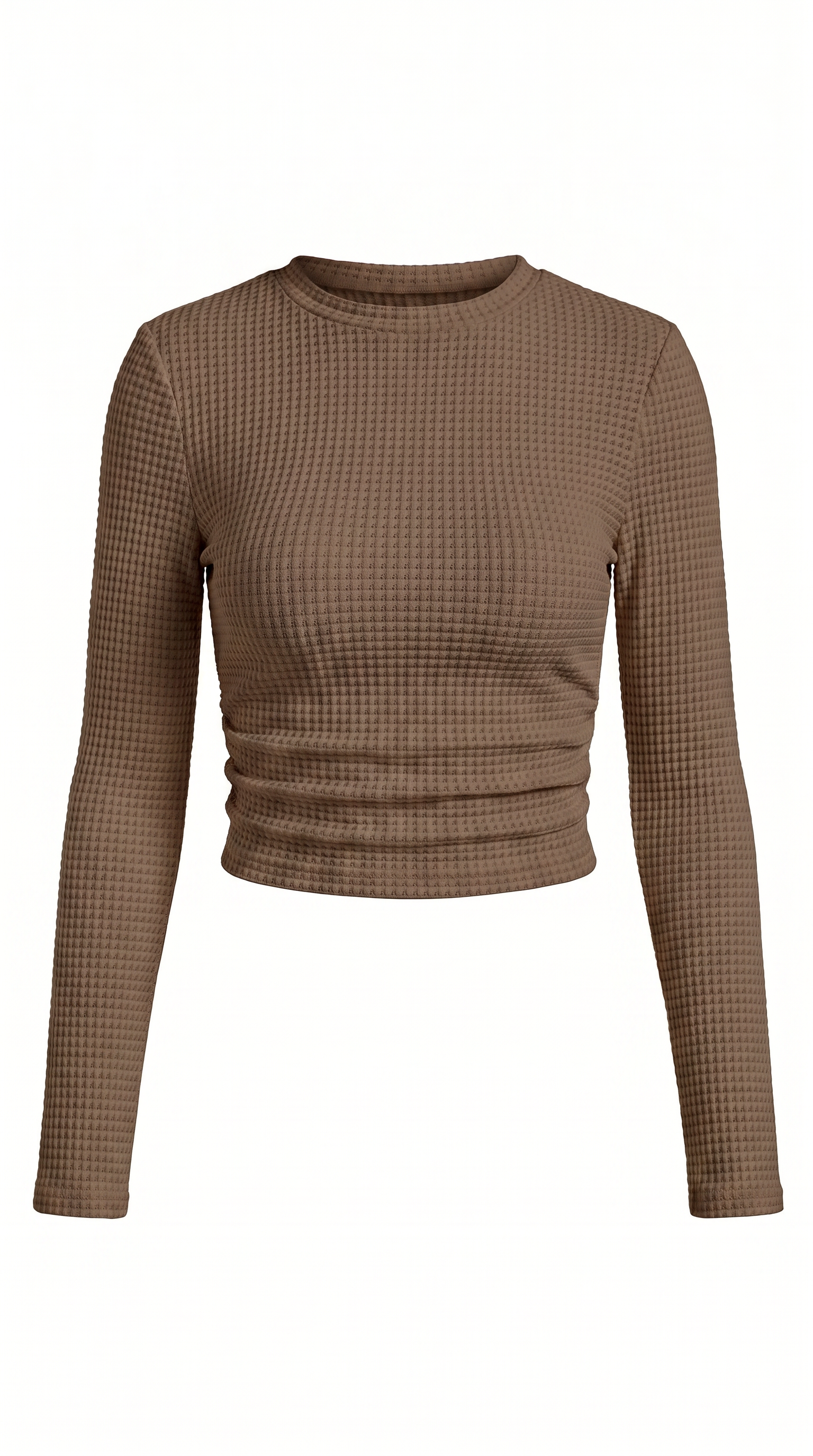 Waffle Knit Slim Fit Crew Neck Top