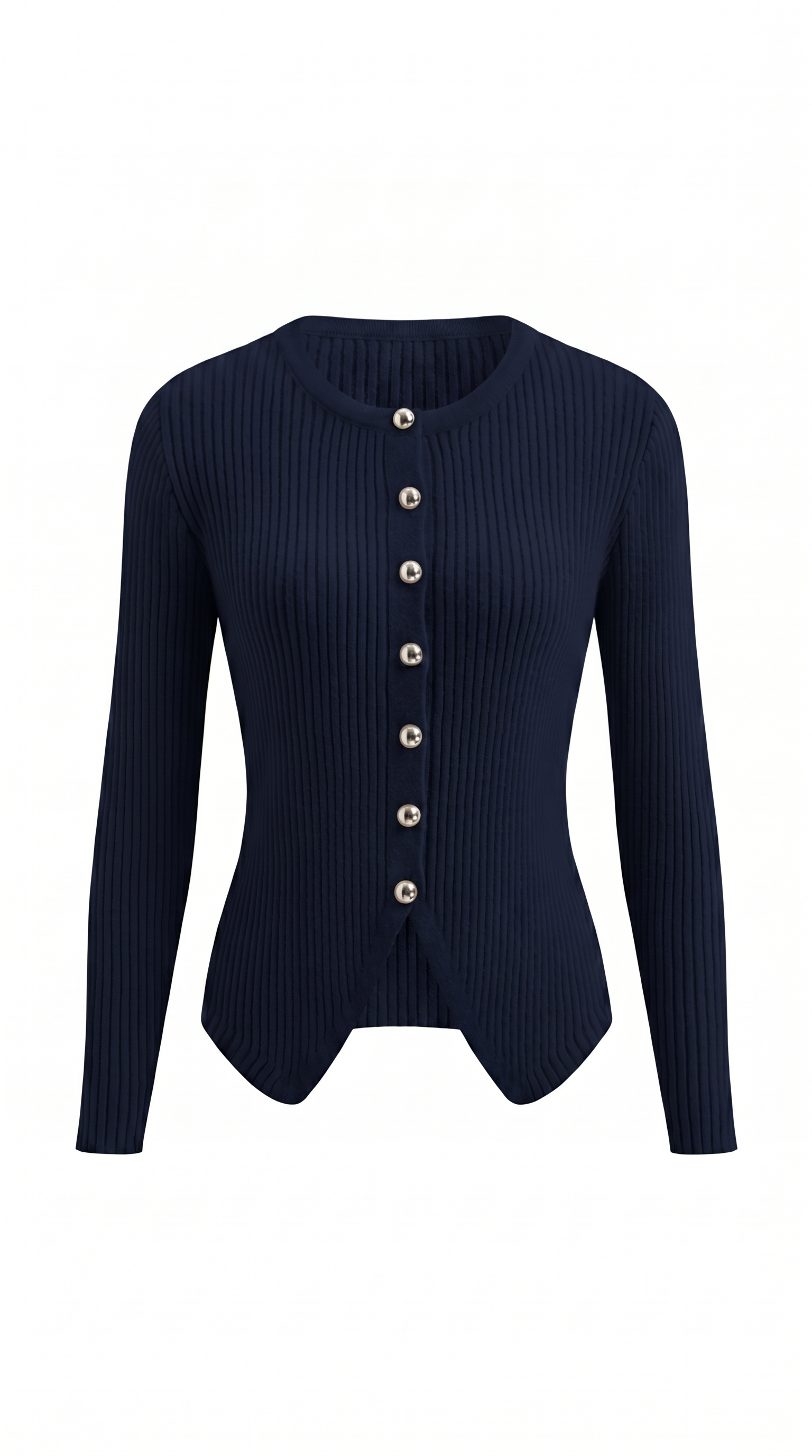 Side-Slit Button Knit Cardigan