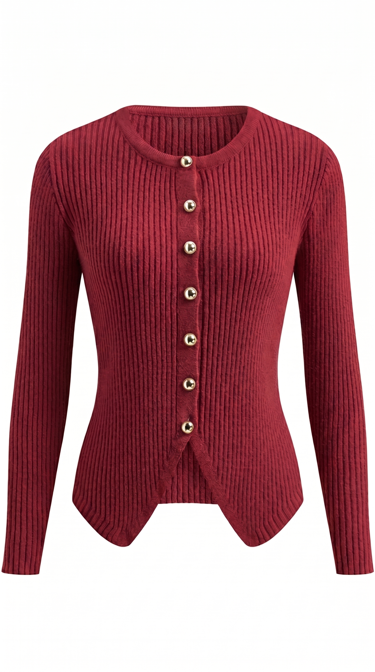Side-Slit Button Knit Cardigan