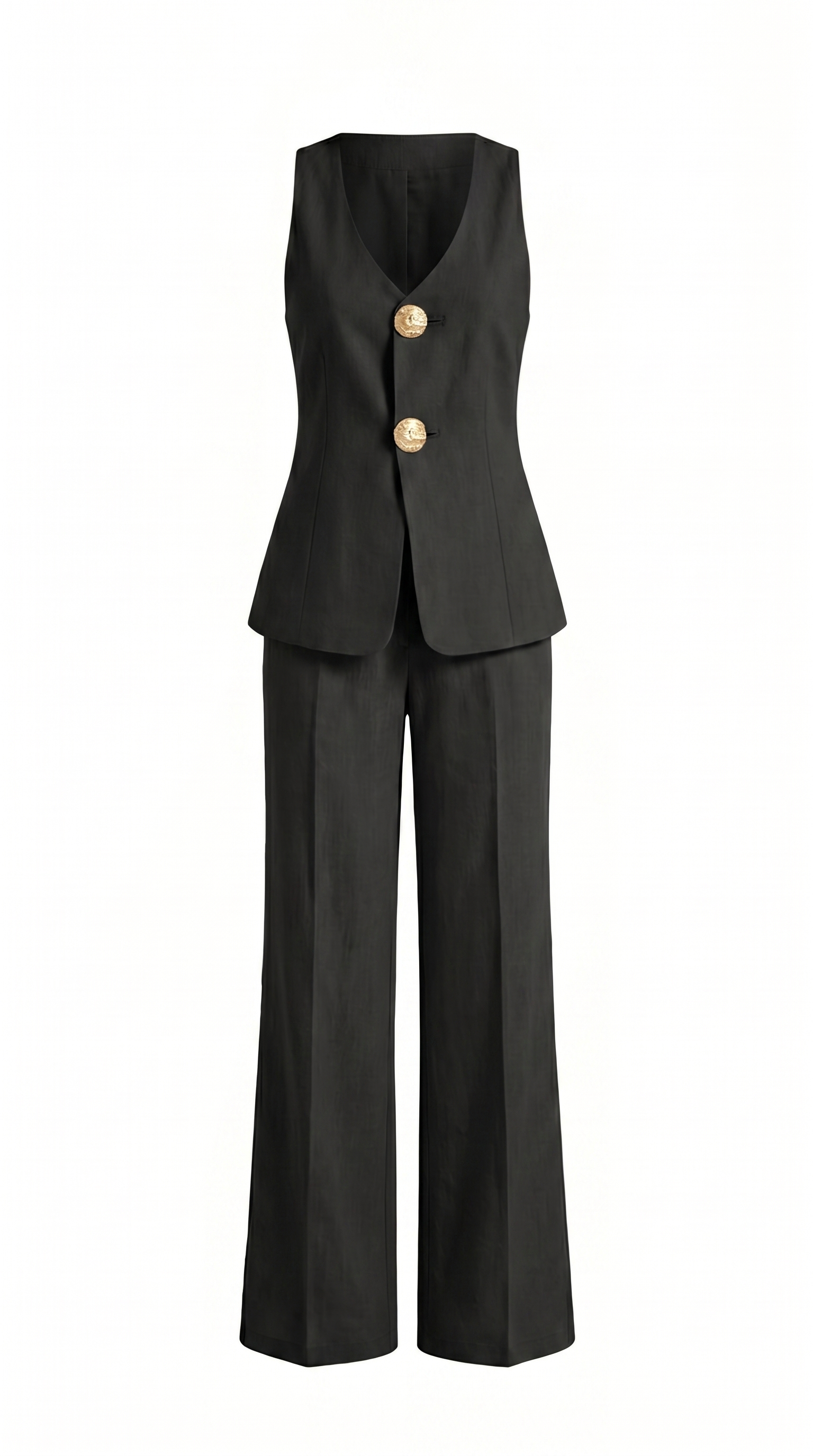 Tailored Sleeveless Button-Front Trouser Set