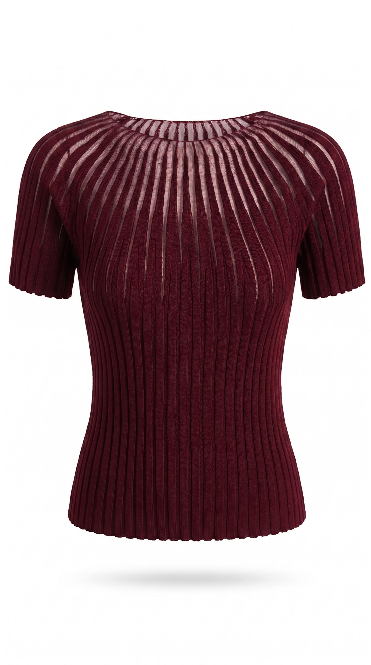 Semi-Sheer Short Sleeve Knit Top
